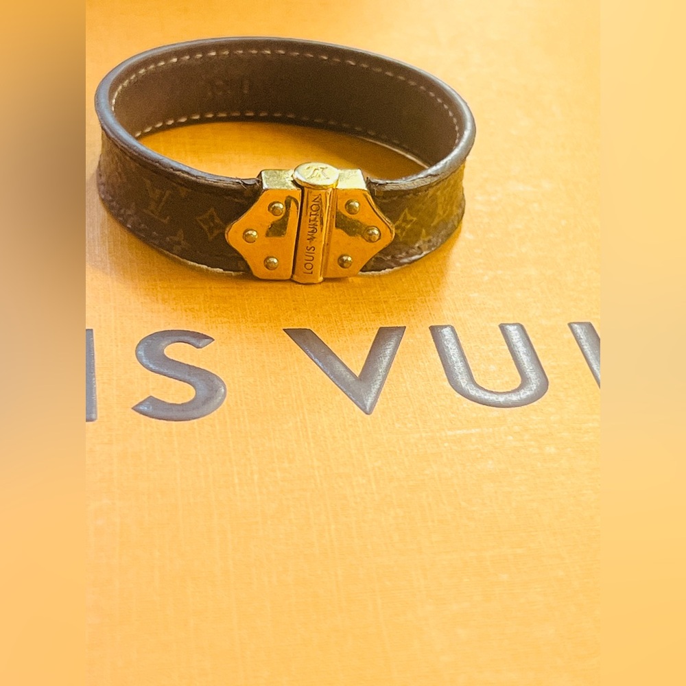 Louis Vuitton Nano Monogram Bracelet with Gold Buckle